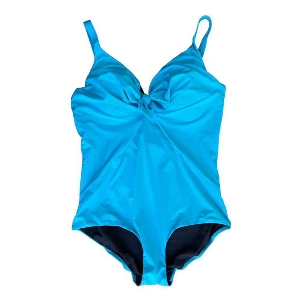 NWT City Chic Women's Blue Twist Knot One-piece Swimsuit Plus Size M / 18